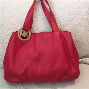 MK bag gorgeous red leather.  Excellent condition.